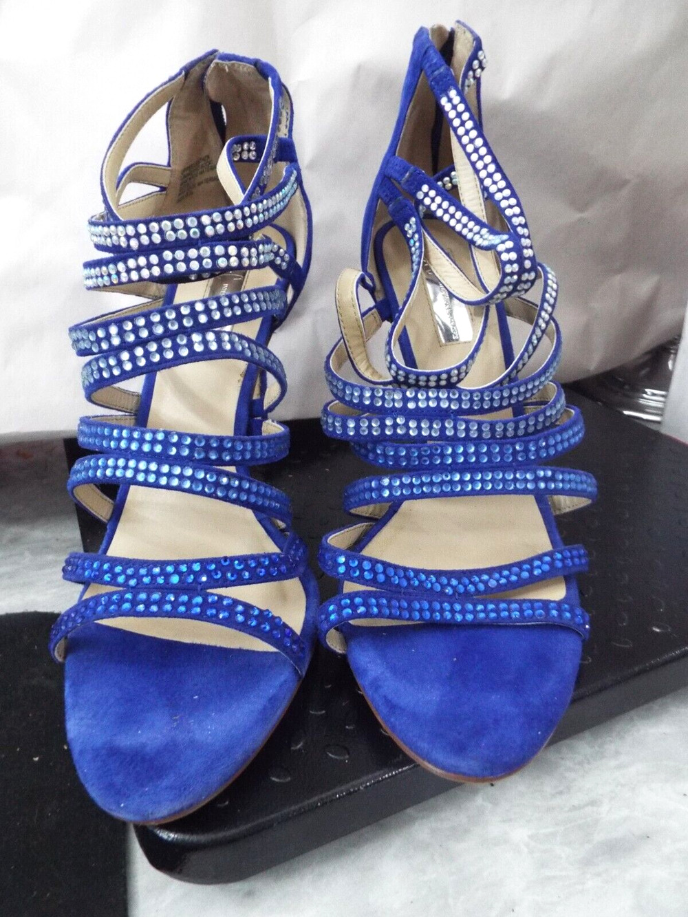 INC "RICCI" BLUE SUEDE LEATHER STRAPPY SANDALS WOMENS SIZE 8.5 M